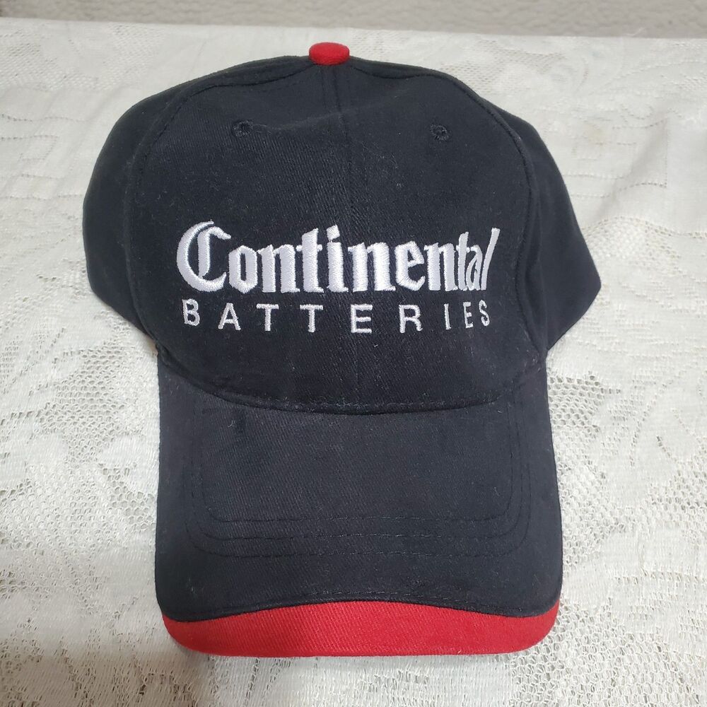 CONTINENTAL BATTERIES Baseball Cap Hat BLACK Hook & Loop back Adjustable NICE!